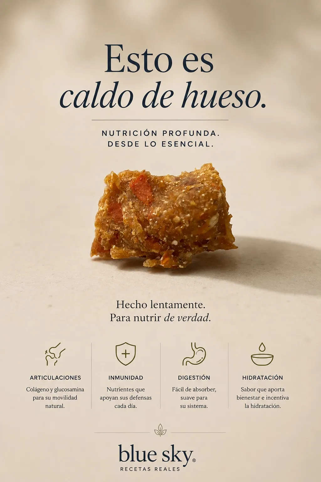 Ficha Blue Sky: Caldo de hueso, características y beneficios de sus componentes